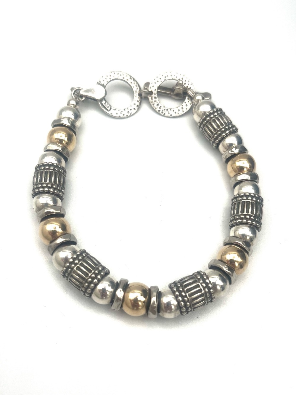 Silpada Retired 14kt Gold Filled & Sterling Silver Two Tone Beaded Bracelet -